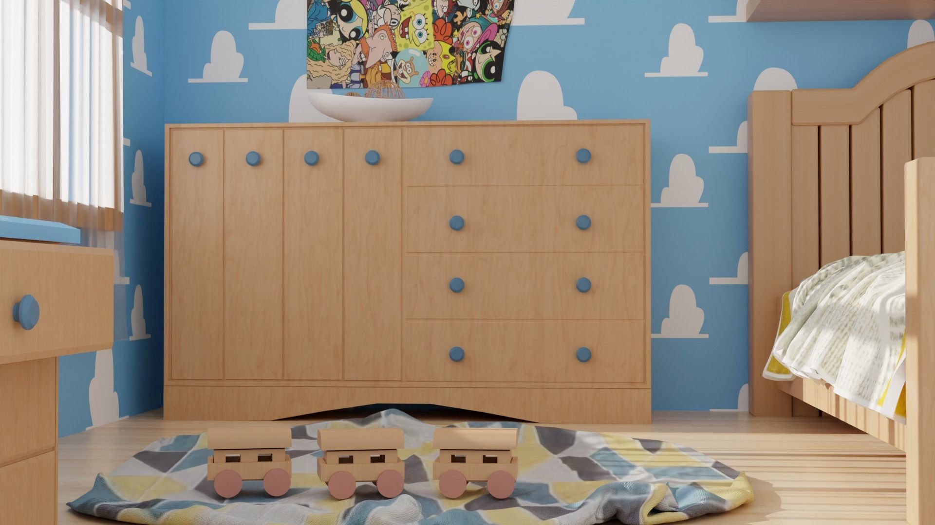 Cartoon bedroom 3D model_7