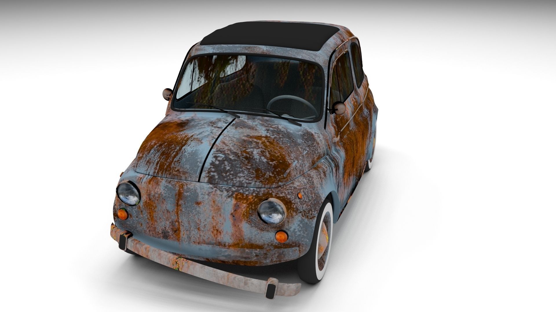 Fiat 500 Nuova 1957 with interior rusty HDRI 3D model_15