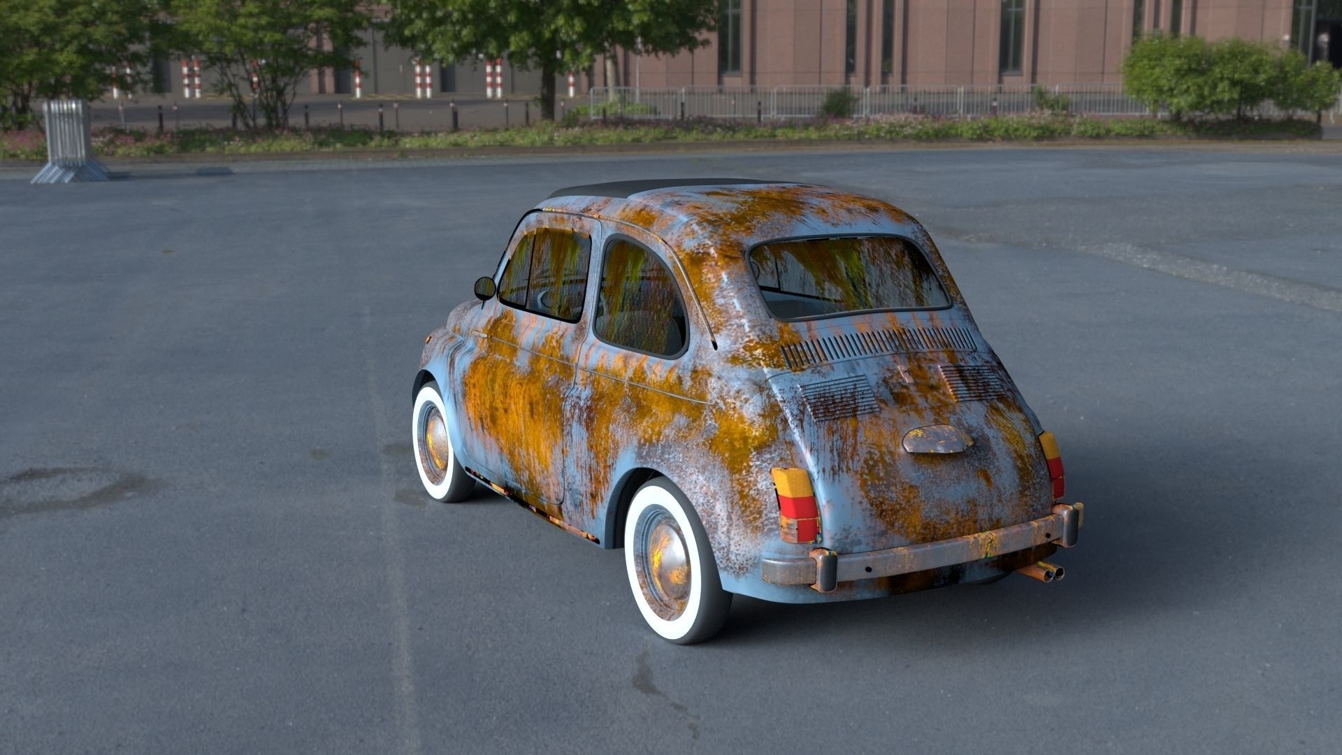 Fiat 500 Nuova 1957 with interior rusty HDRI 3D model_26