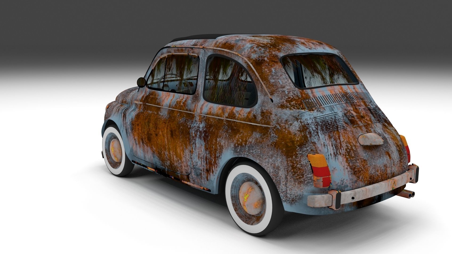 Fiat 500 Nuova 1957 with interior rusty HDRI 3D model_25