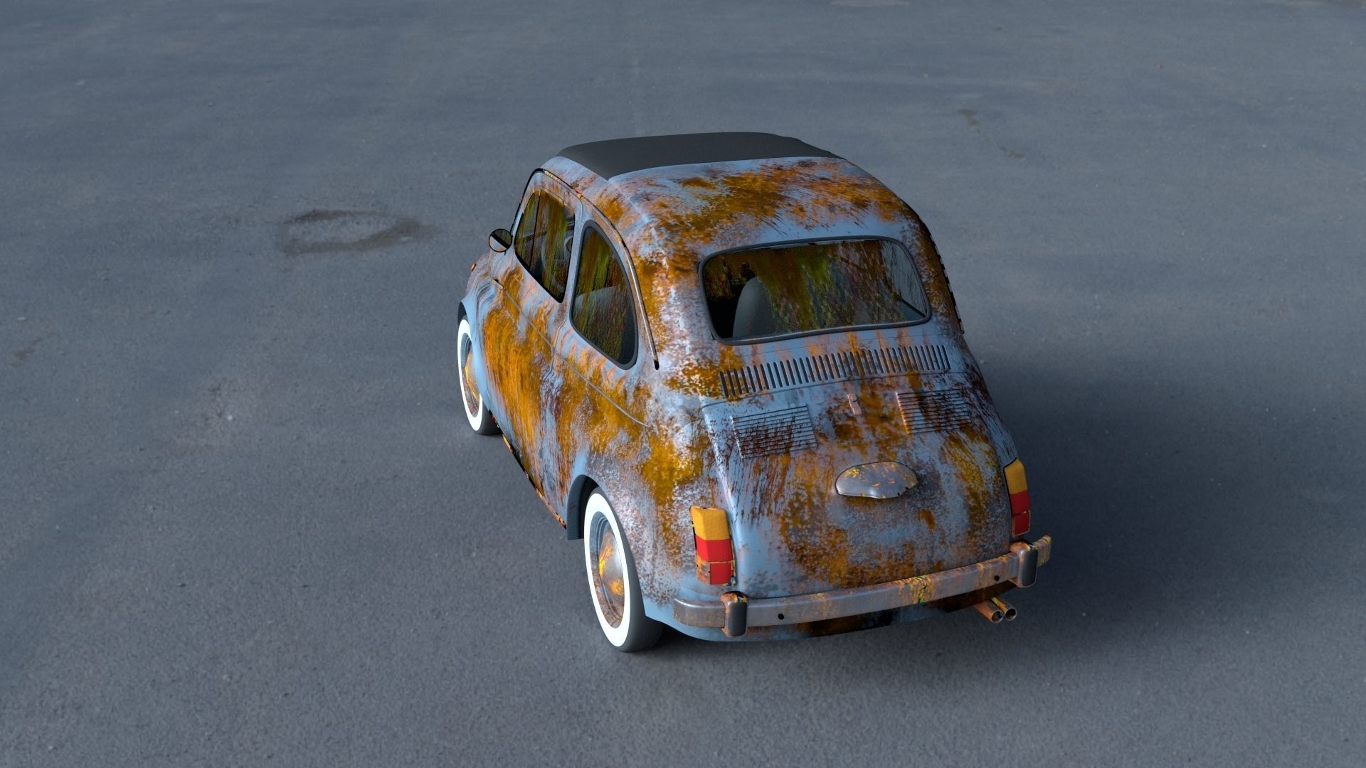 Fiat 500 Nuova 1957 with interior rusty HDRI 3D model_22