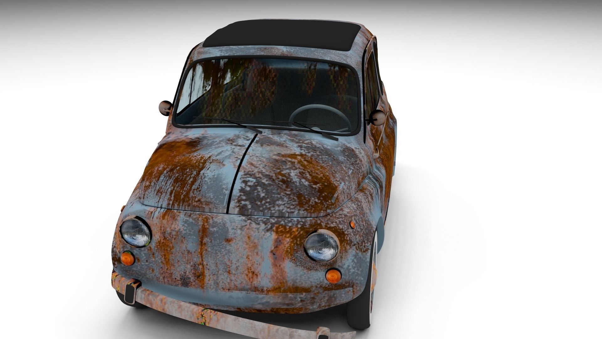 Fiat 500 Nuova 1957 with interior rusty HDRI 3D model_5
