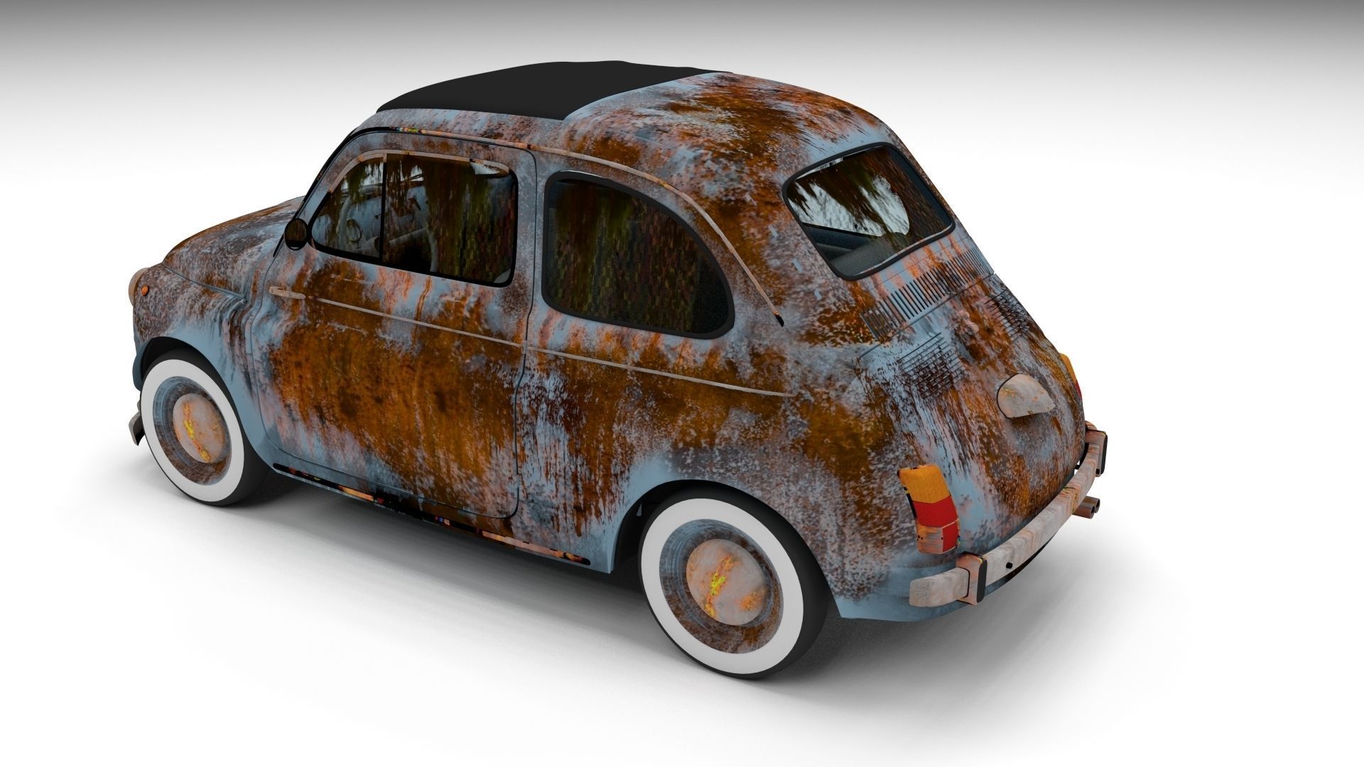 Fiat 500 Nuova 1957 with interior rusty HDRI 3D model_30