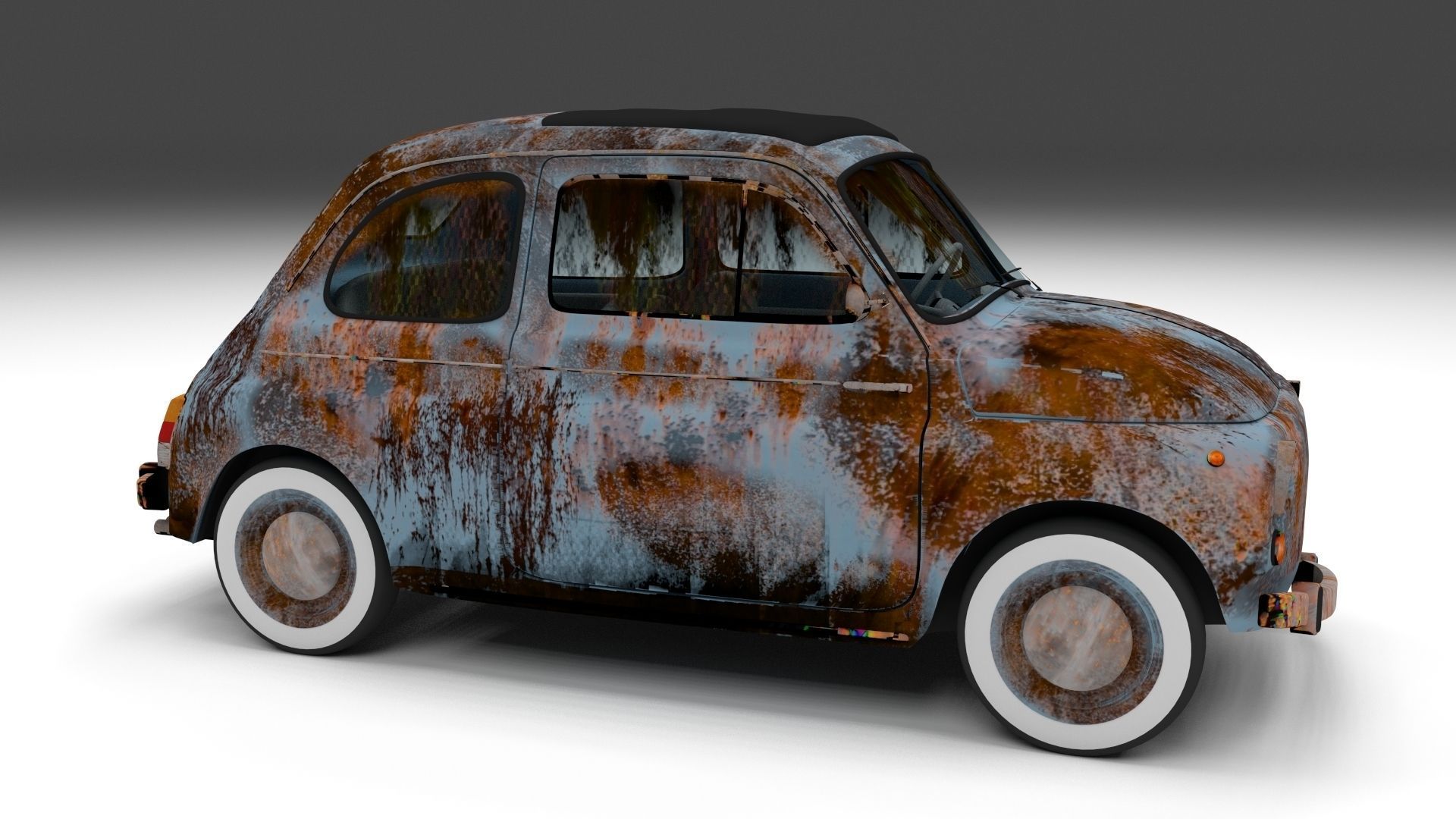 Fiat 500 Nuova 1957 with interior rusty HDRI 3D model_6