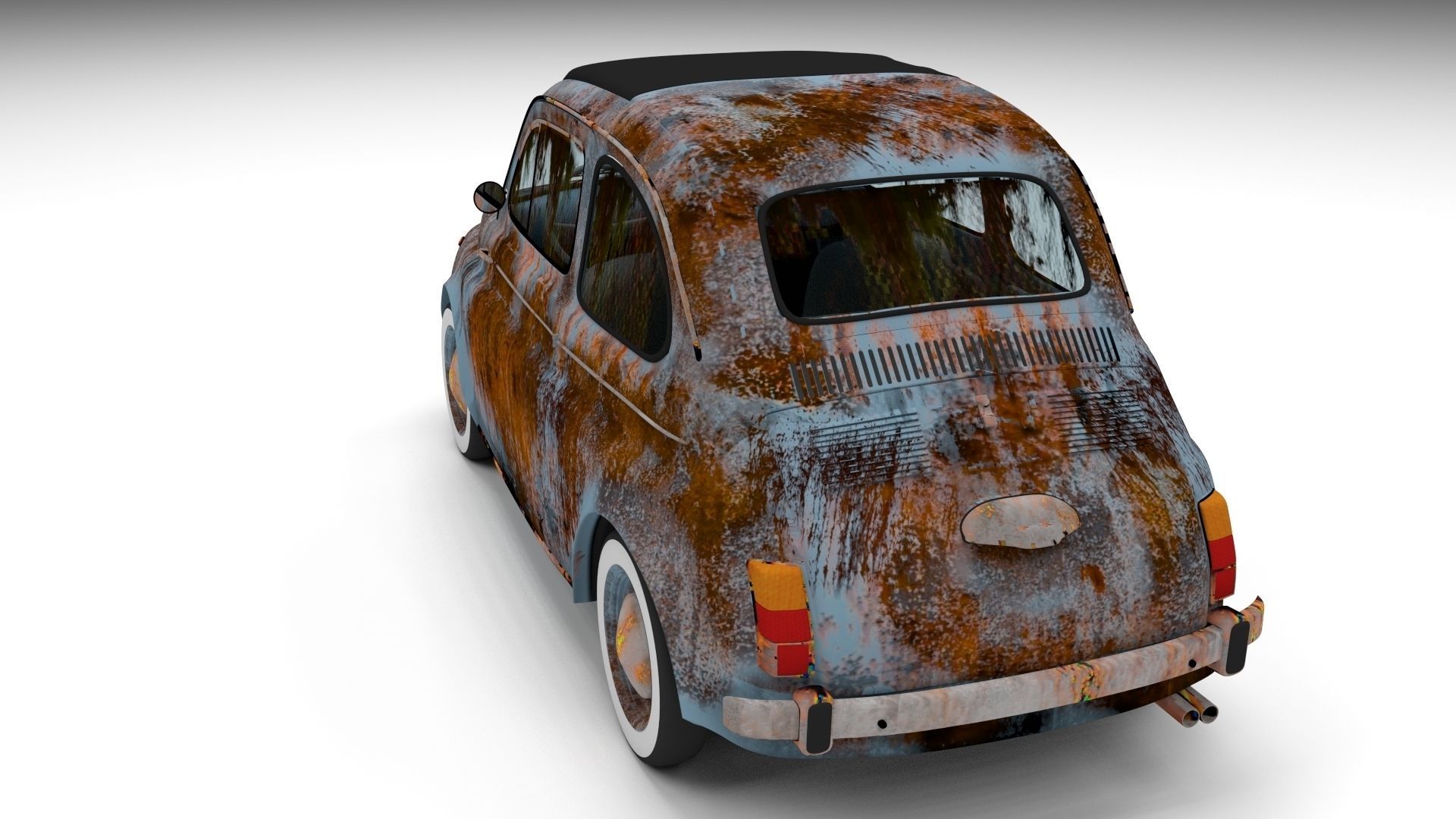 Fiat 500 Nuova 1957 with interior rusty HDRI 3D model_8