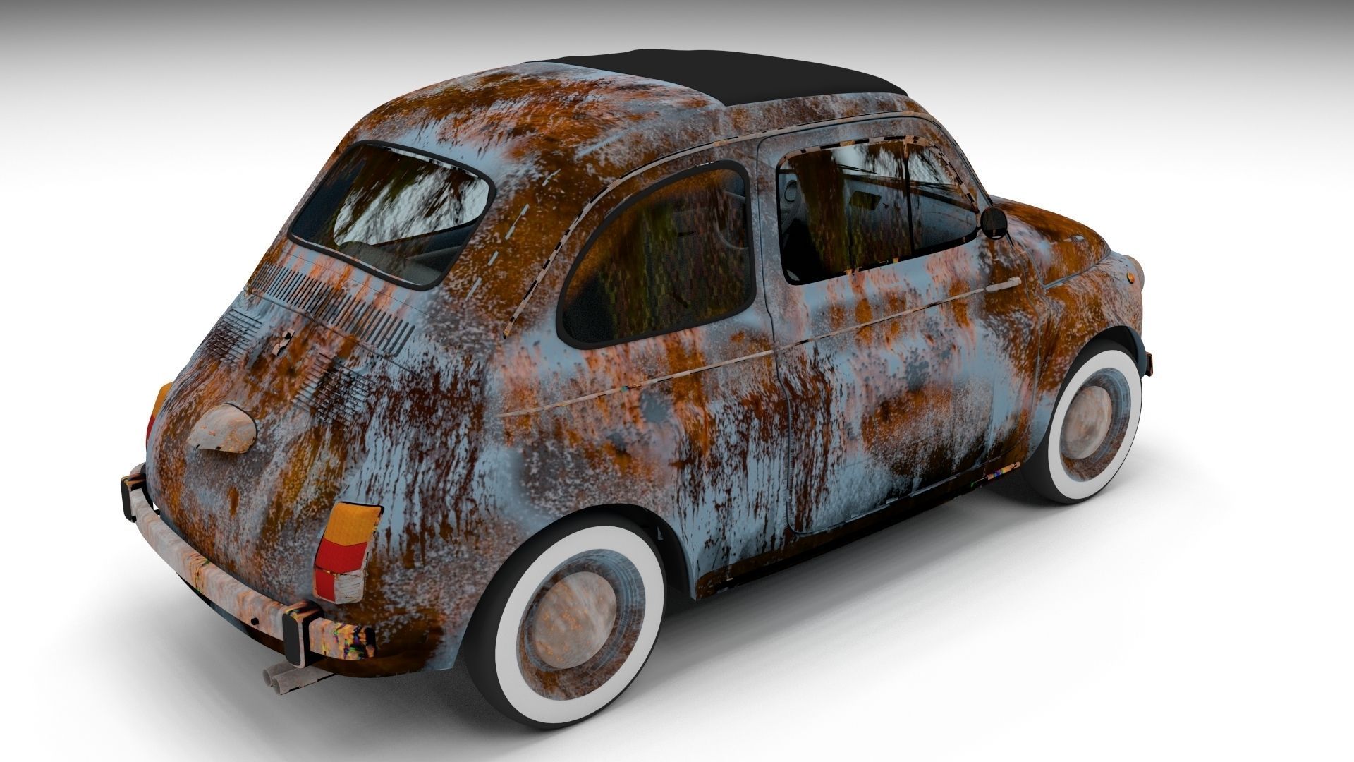 Fiat 500 Nuova 1957 with interior rusty HDRI 3D model_7
