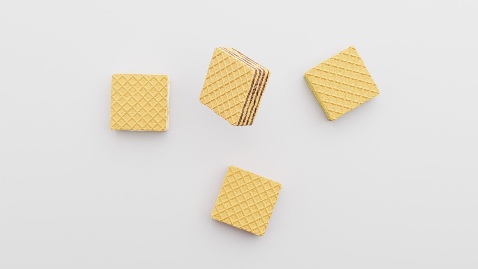 Wafer 4 flavors PBR Low-poly 3D model   Low-poly 3D model_2
