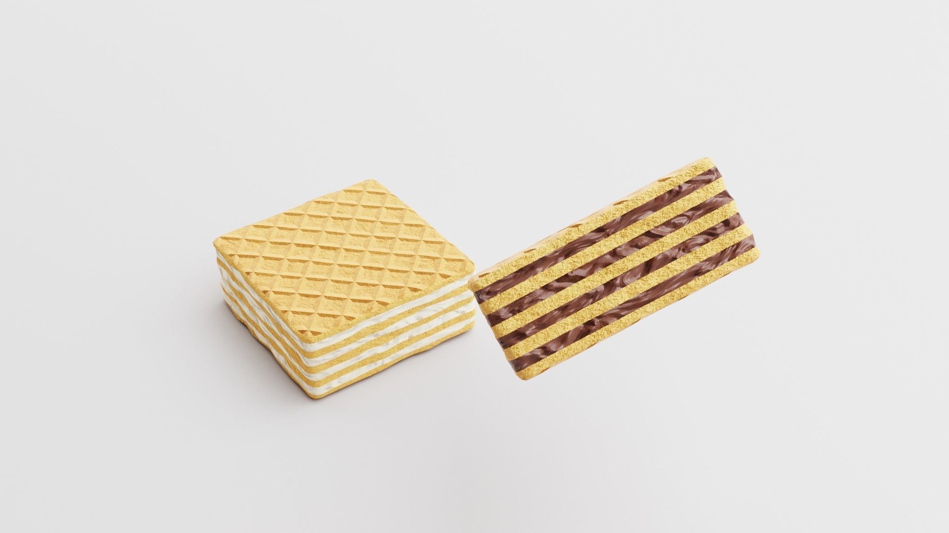 Wafer 4 flavors PBR Low-poly 3D model   Low-poly 3D model_1
