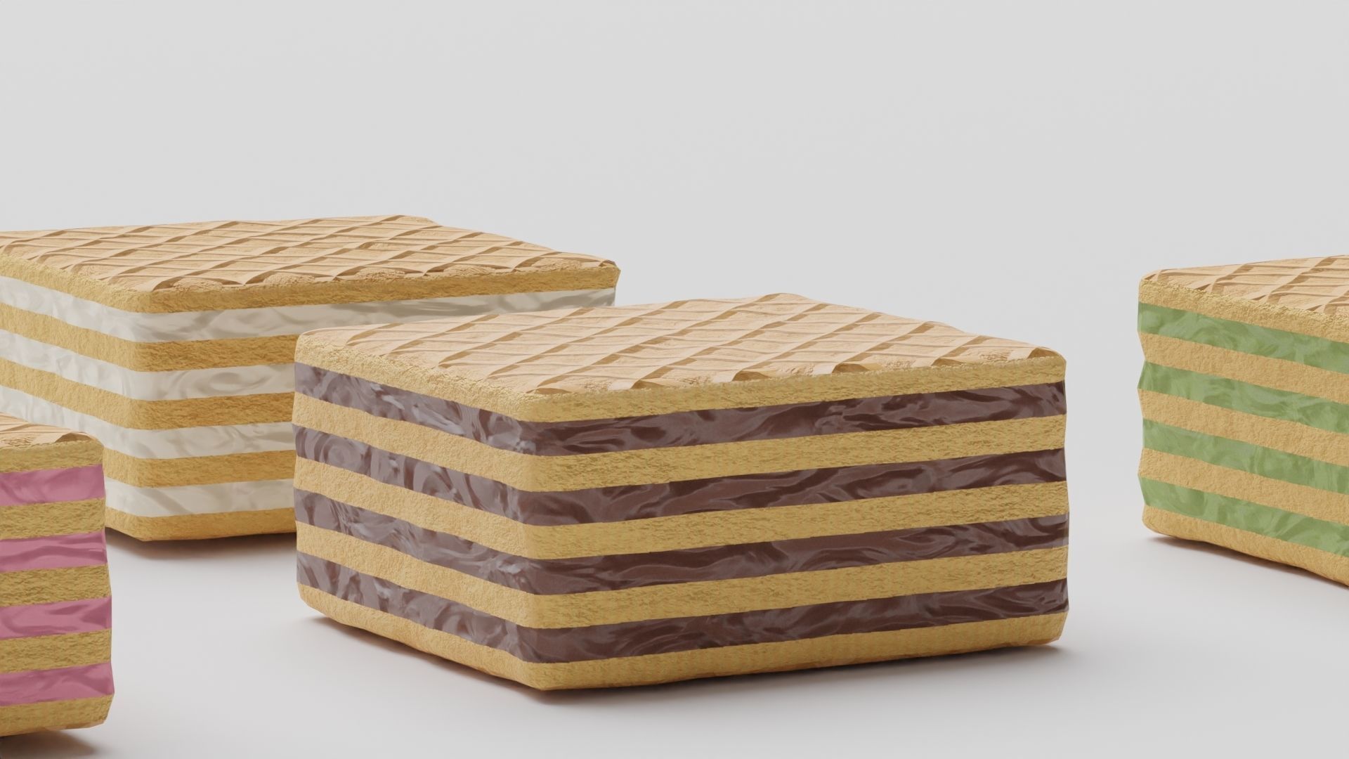 Wafer 4 flavors PBR Low-poly 3D model   Low-poly 3D model_6