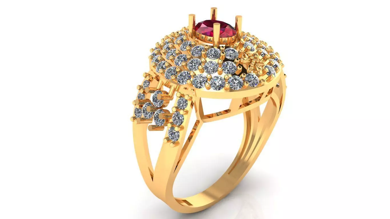 Women Ring 68 oval cut diamond v shank women ring 3D print model