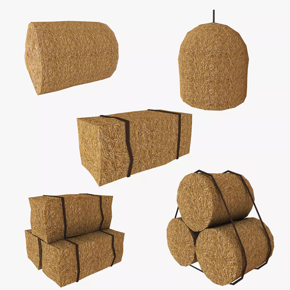 Straw Pack Low-poly 3D model_0