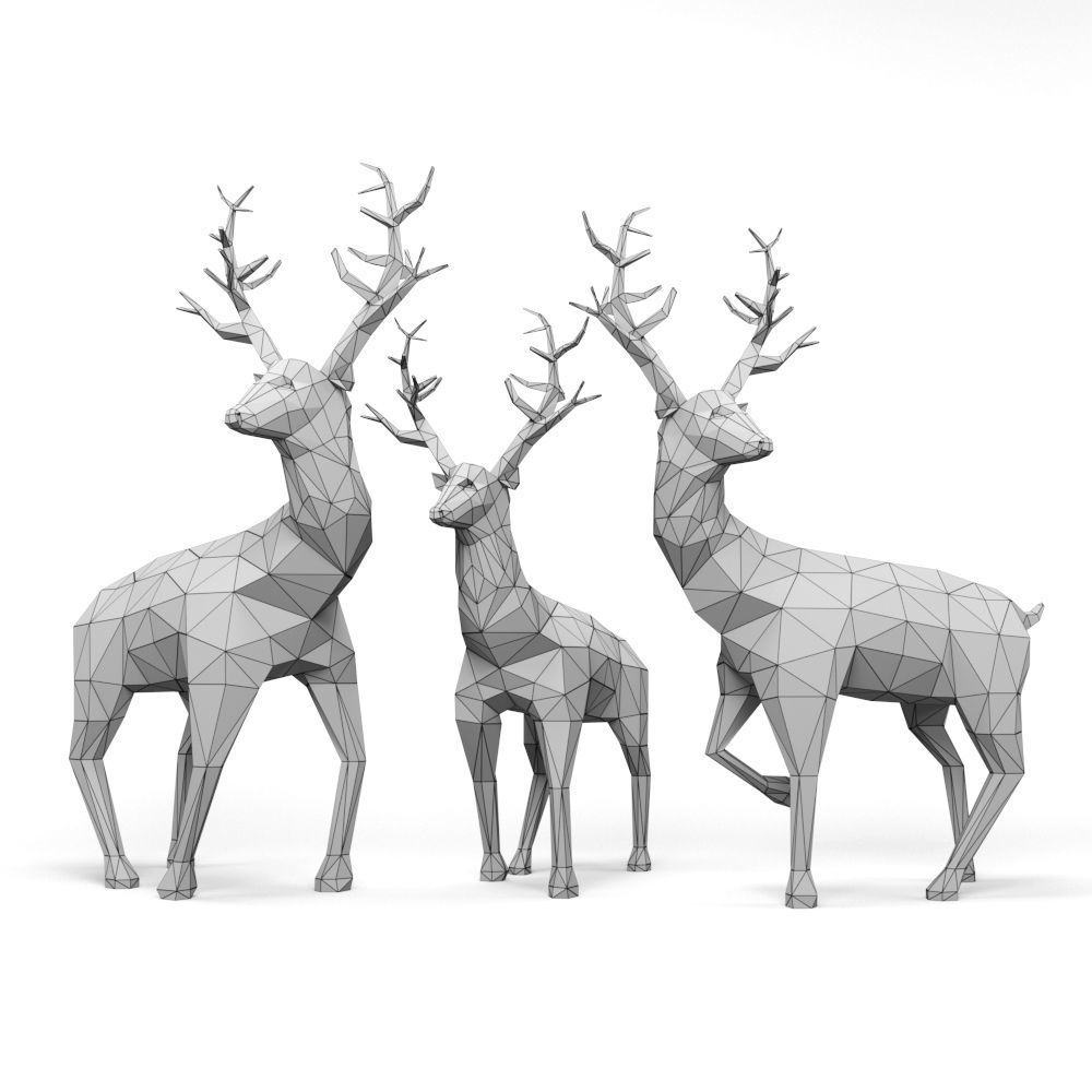 Deer Origami 3D model_3