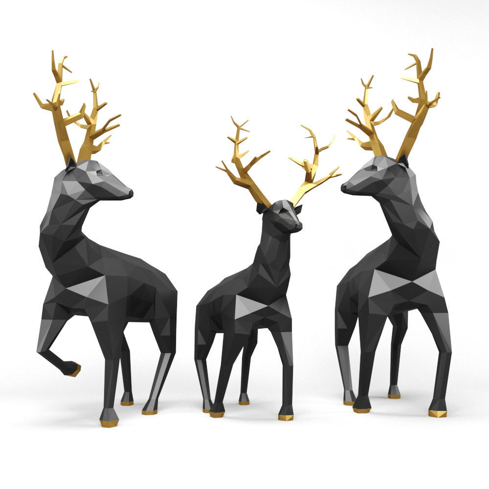 Deer Origami 3D model_1