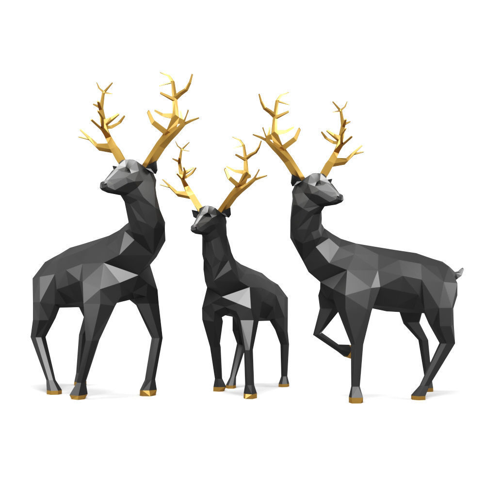 Deer Origami 3D model_2