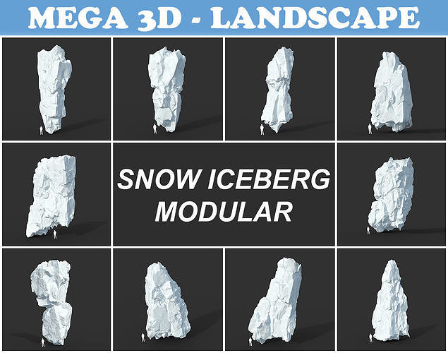 Low poly Snow Iceberg Modular 211129 Low-poly 3D model