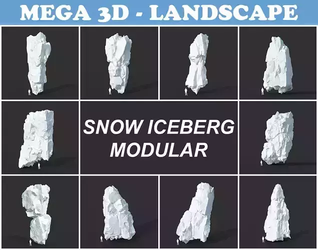 Low poly Snow Iceberg Modular 211129 Low-poly 3D model