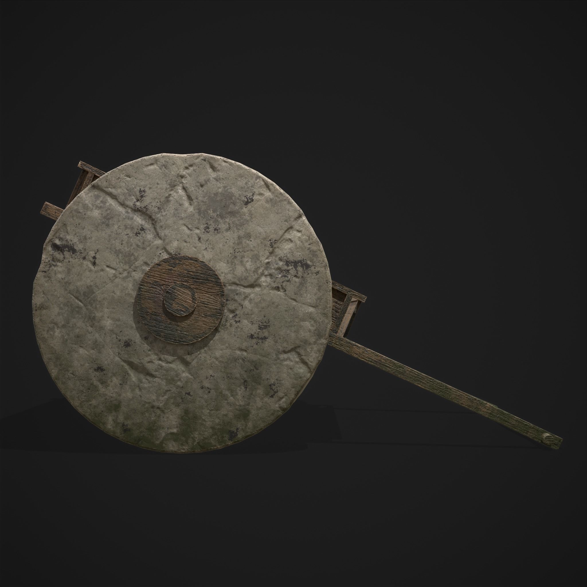 Cart Bed Stone Wheeled Low-poly 3D model_5