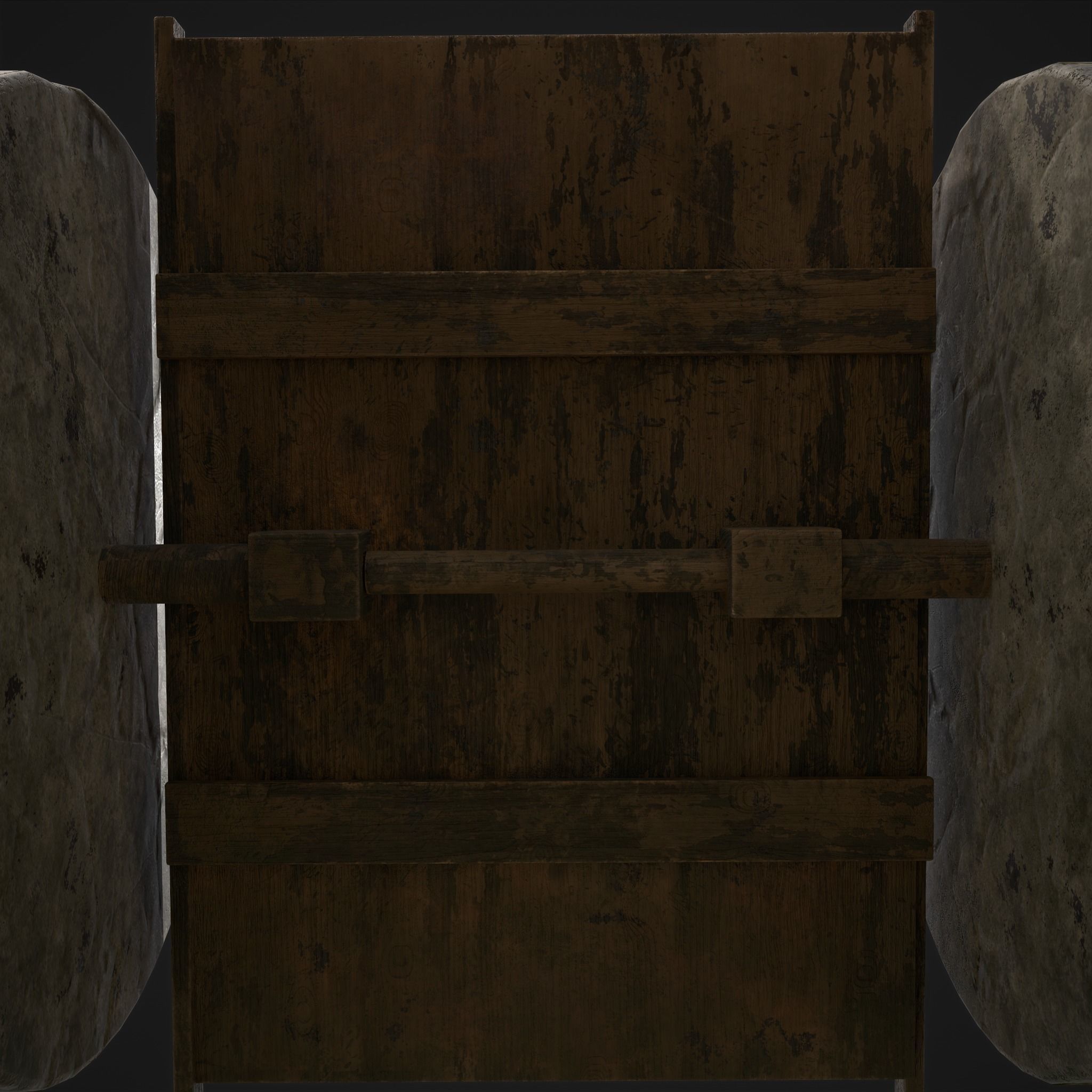 Cart Bed Stone Wheeled Low-poly 3D model_27