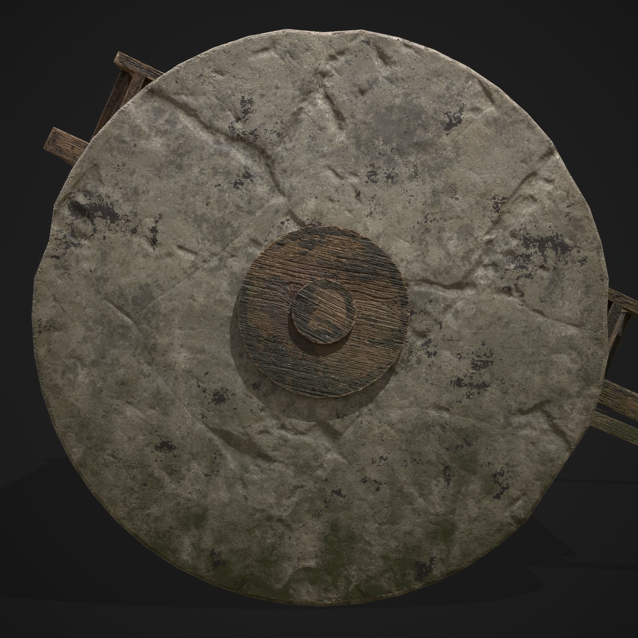 Cart Bed Stone Wheeled Low-poly 3D model_13