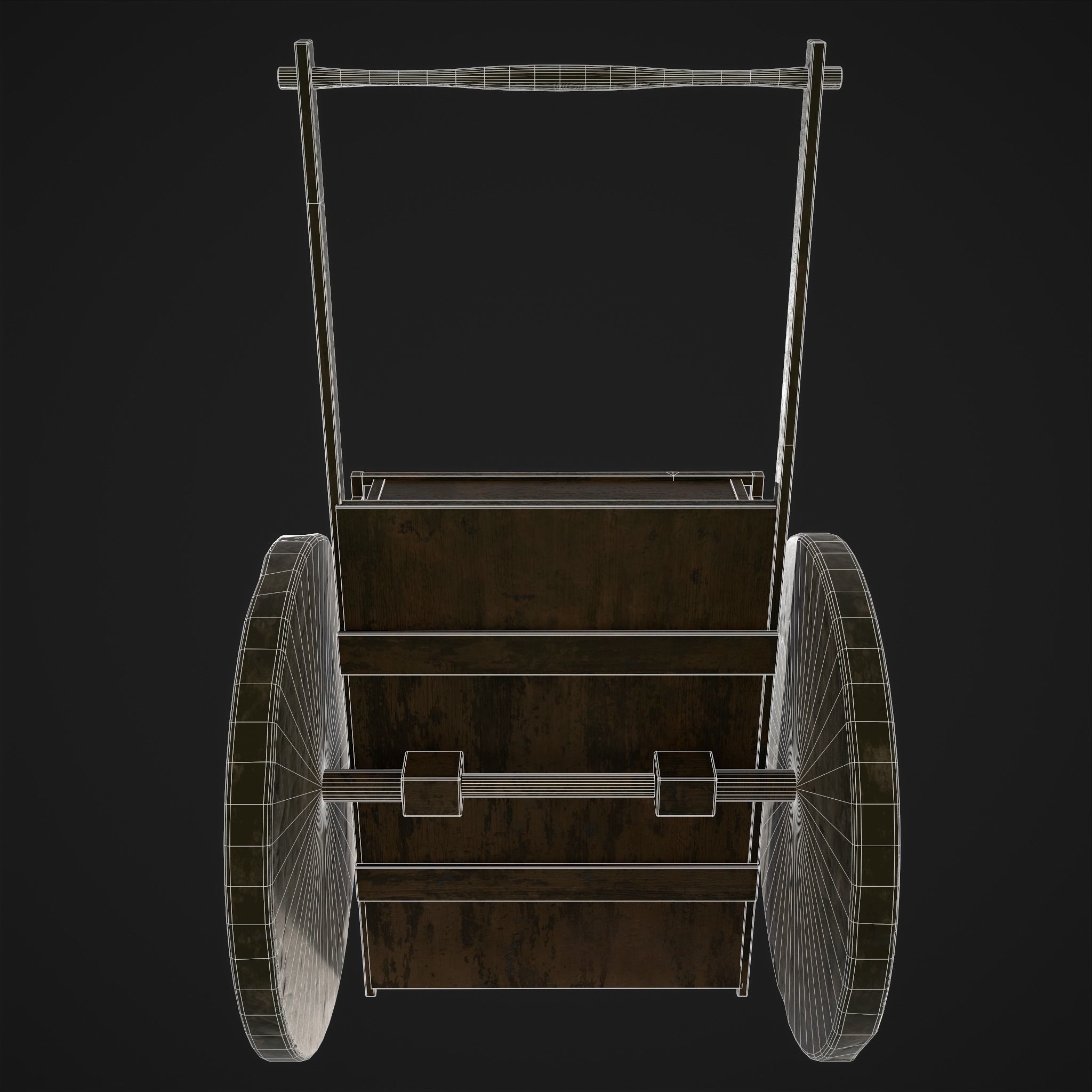 Cart Bed Stone Wheeled Low-poly 3D model_10