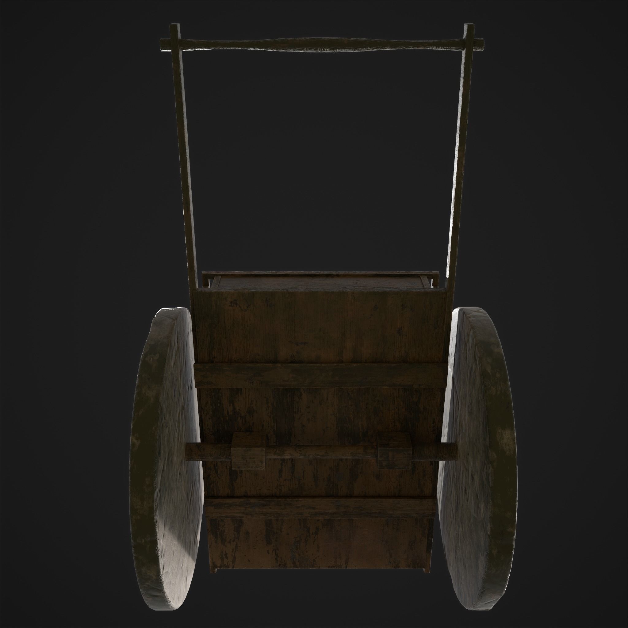 Cart Bed Stone Wheeled Low-poly 3D model_9
