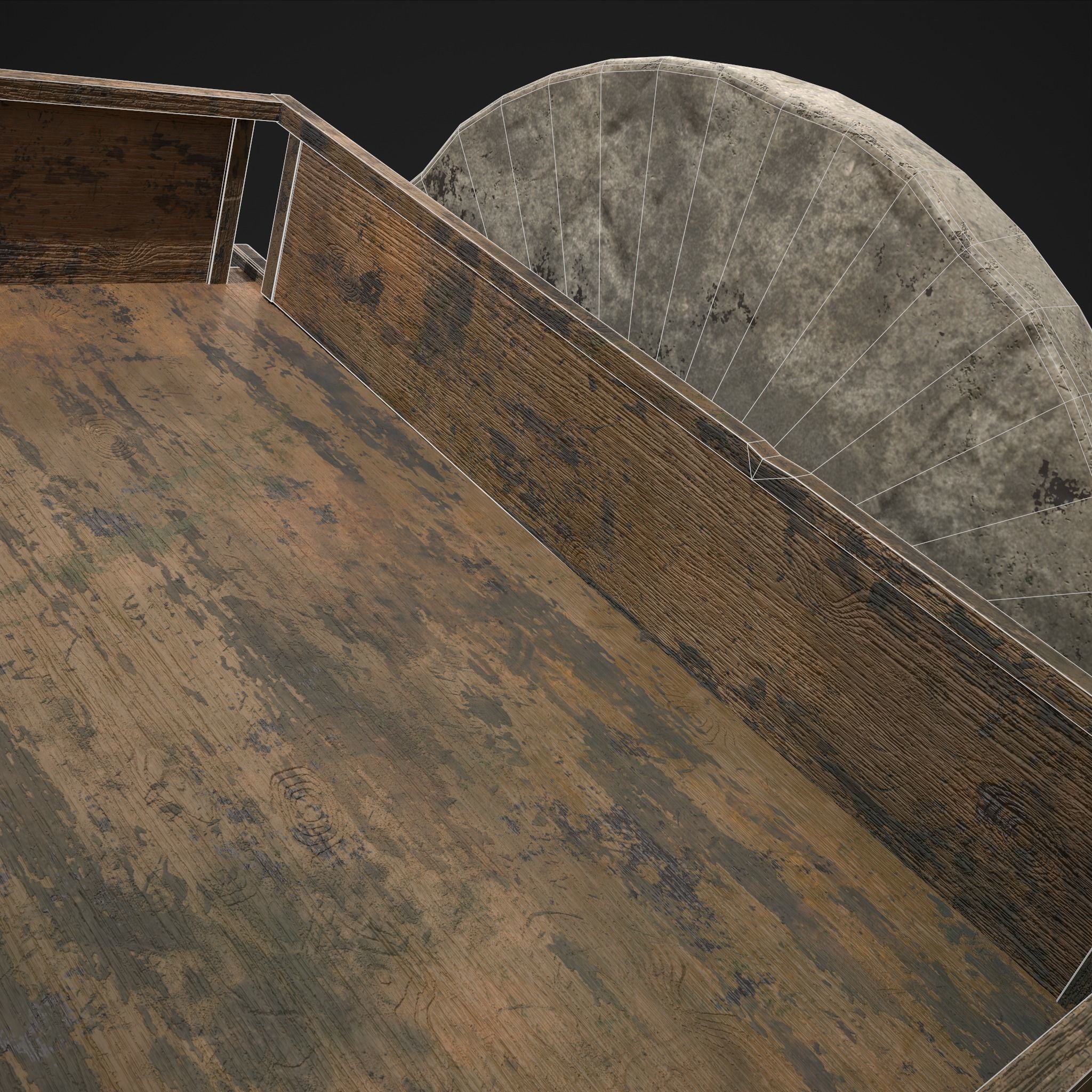 Cart Bed Stone Wheeled Low-poly 3D model_20