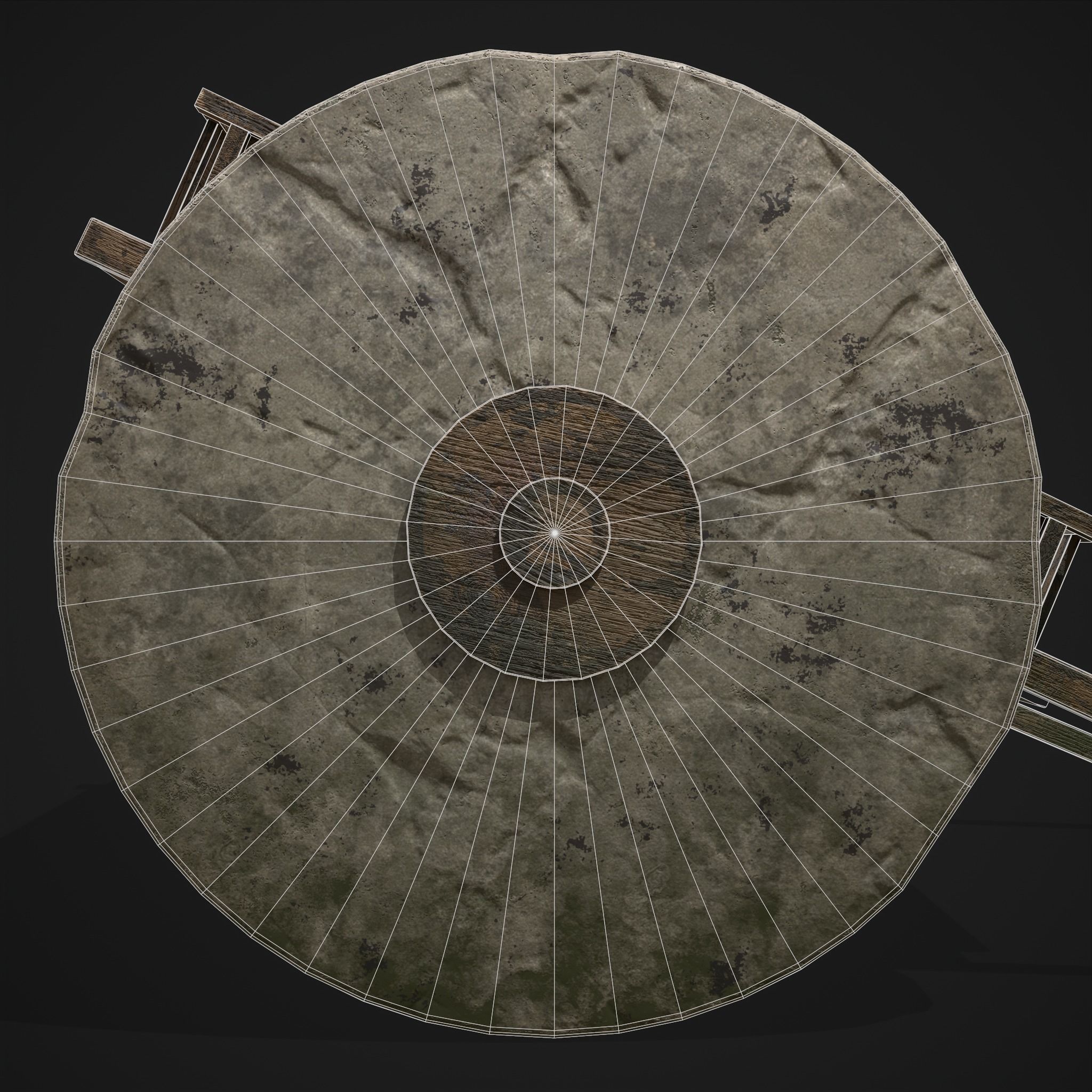 Cart Bed Stone Wheeled Low-poly 3D model_14