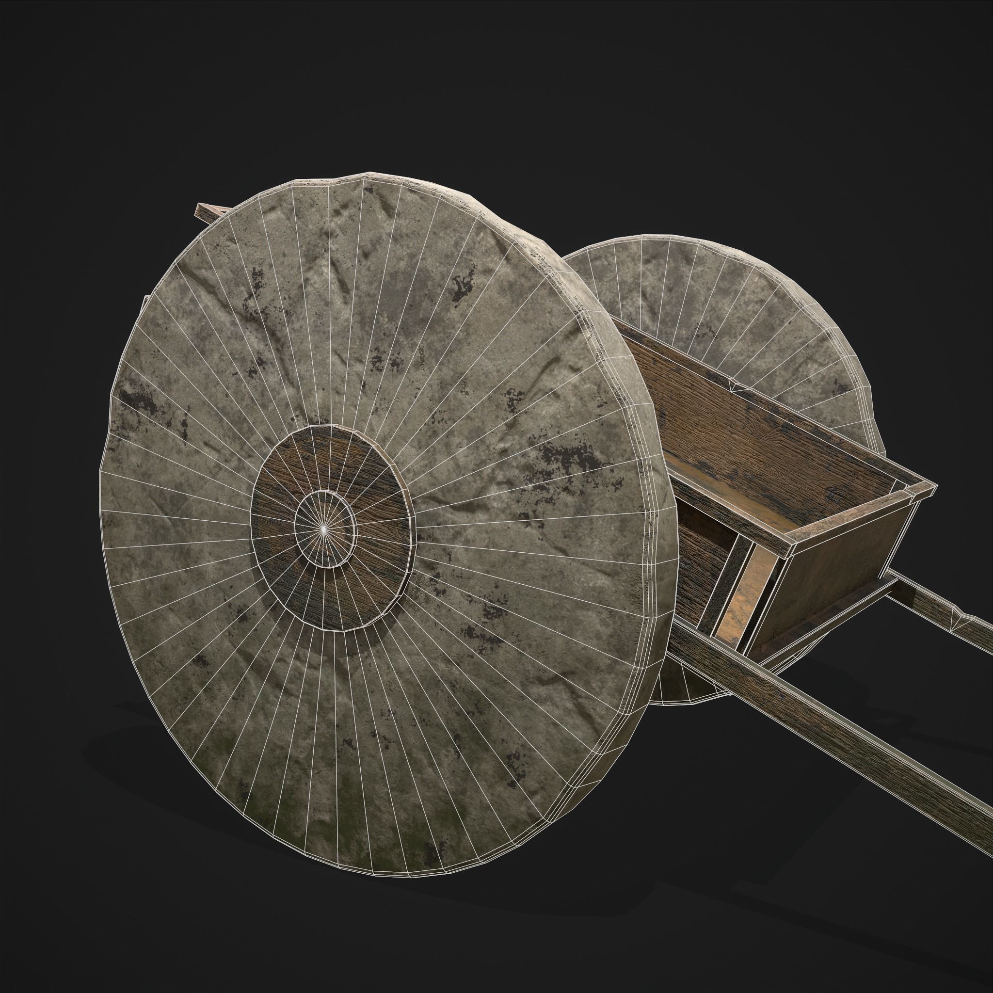 Cart Bed Stone Wheeled Low-poly 3D model_26