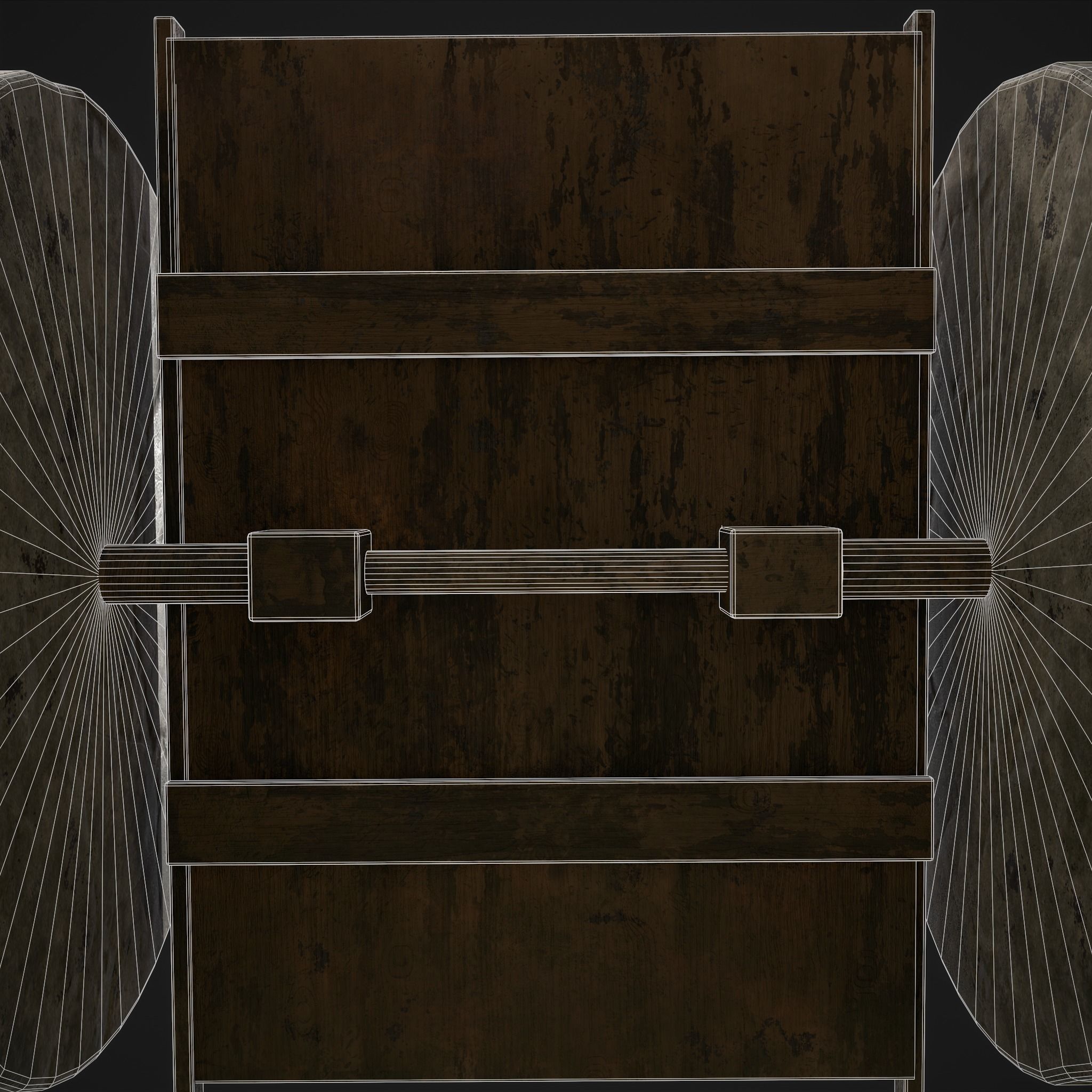 Cart Bed Stone Wheeled Low-poly 3D model_28