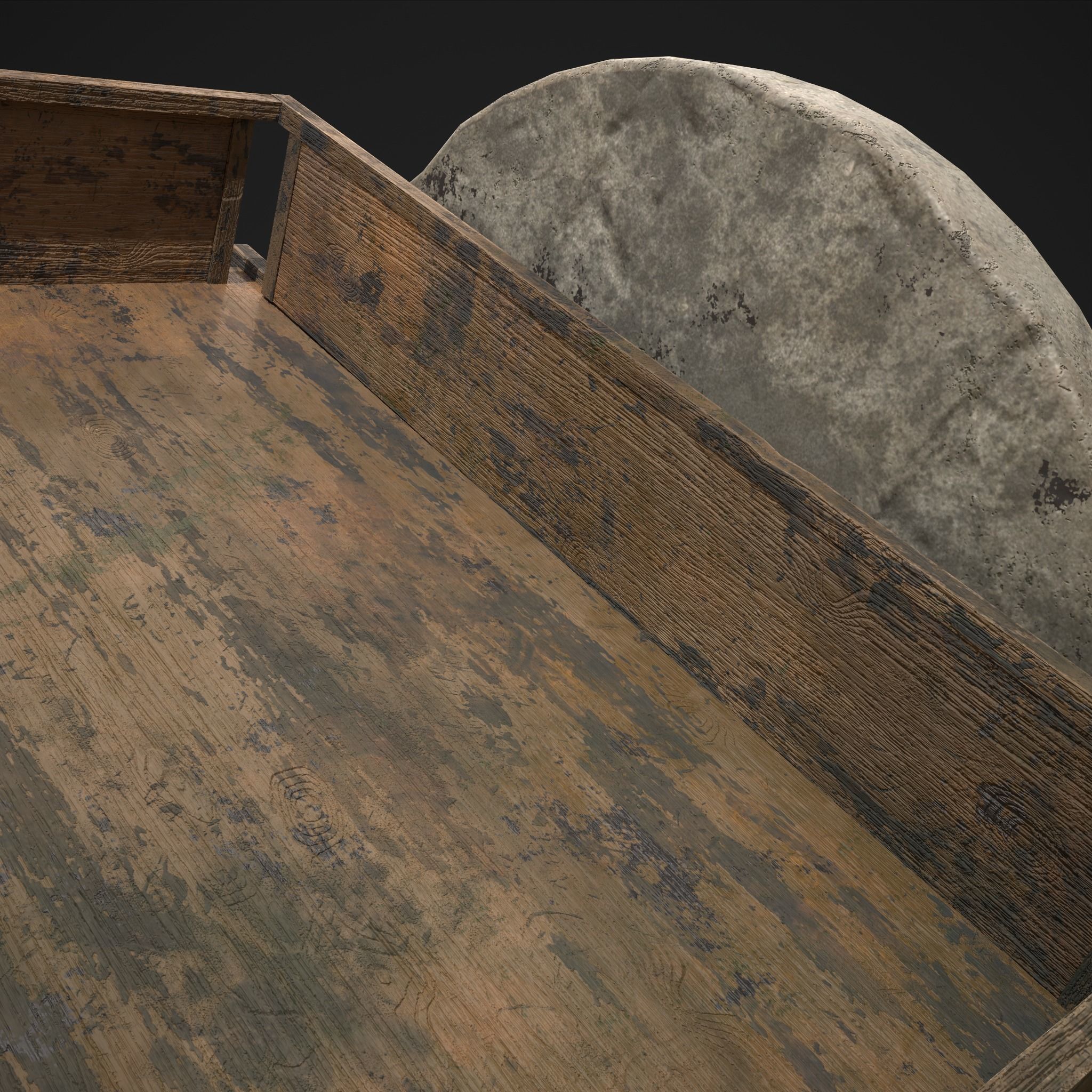 Cart Bed Stone Wheeled Low-poly 3D model_19