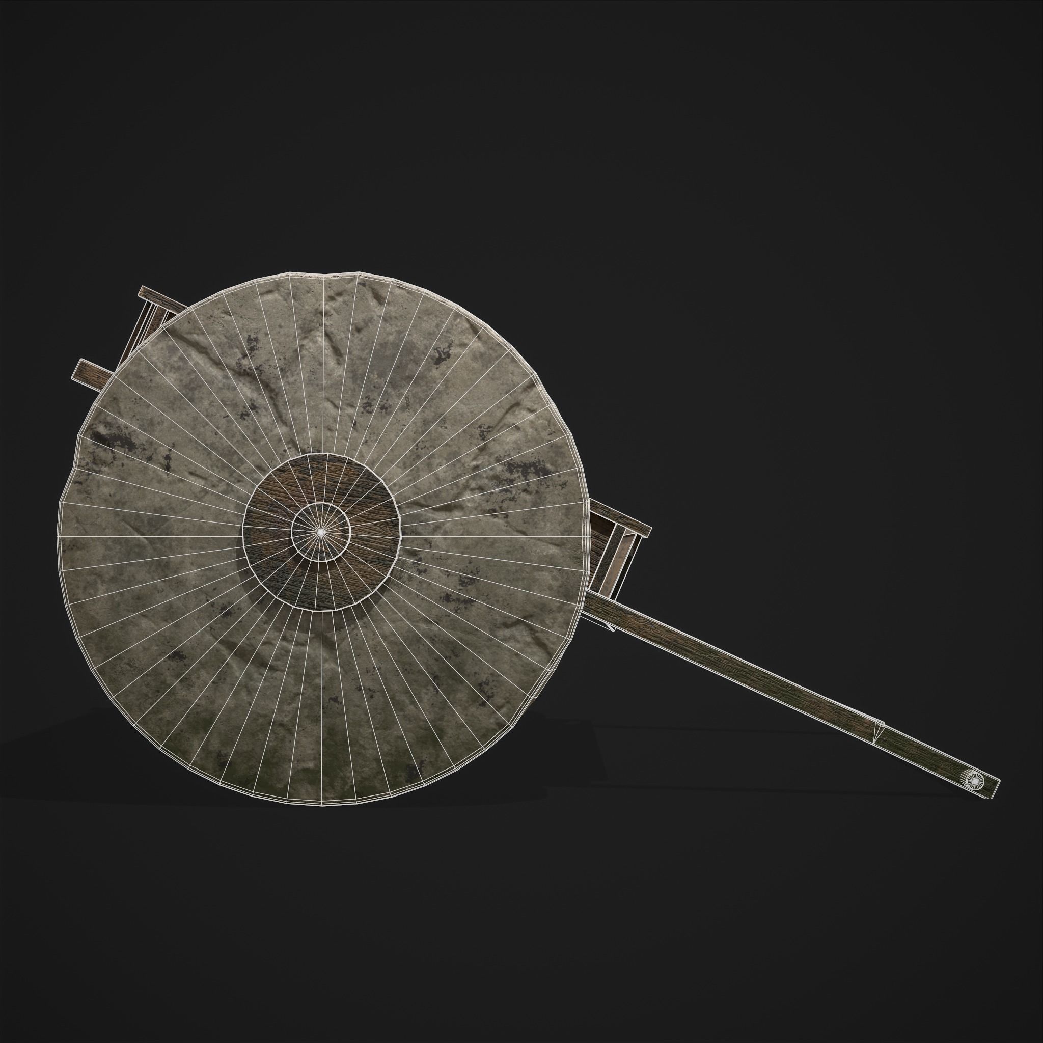 Cart Bed Stone Wheeled Low-poly 3D model_6