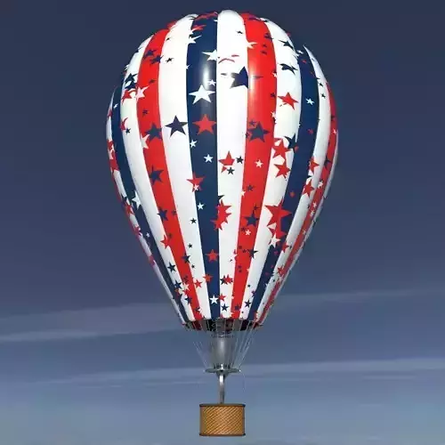 Hot air balloon red blue stars