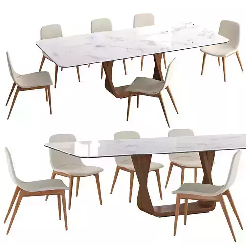 Table and chair MI1358 DC771E-CREMA 3D model