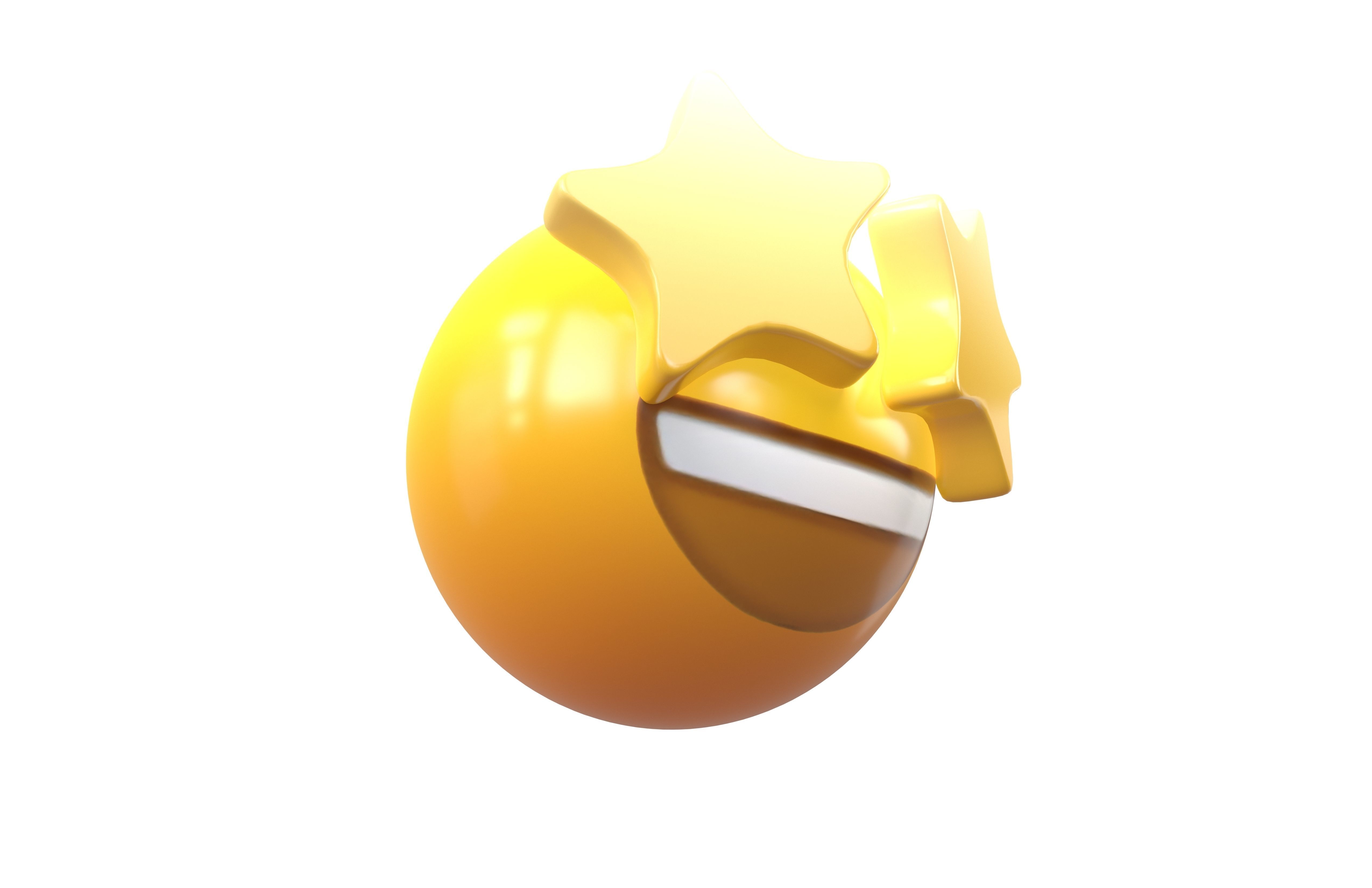 Grinning Face with Star Eyes v2 005 Low-poly 3D model_3