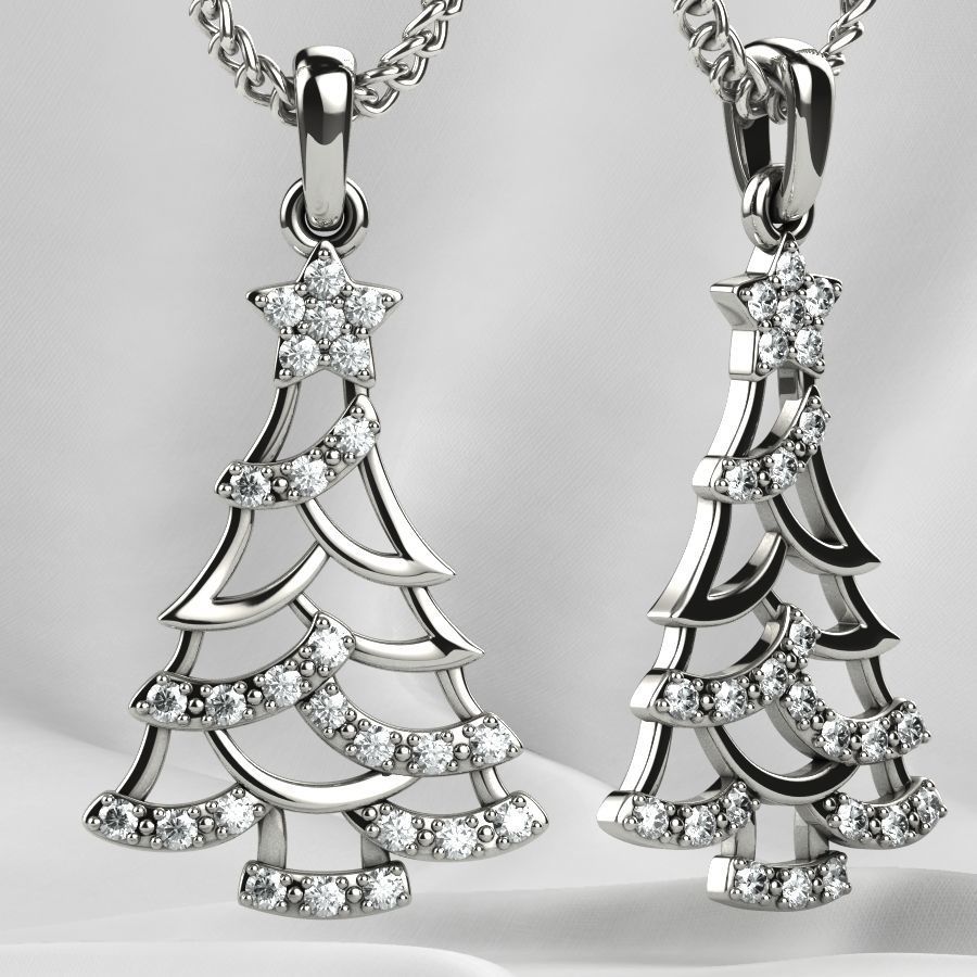 Low Weight Christmas Tree Gold Pendant 3D print model_2