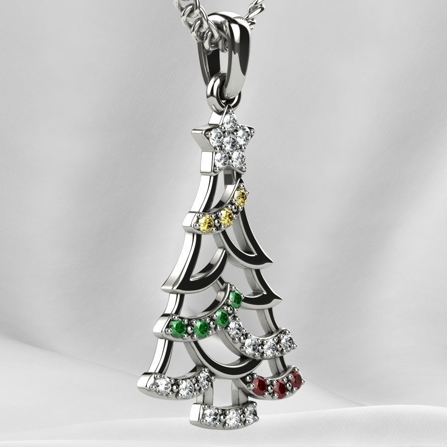 Low Weight Christmas Tree Gold Pendant 3D print model_16