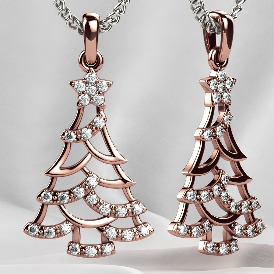 Low Weight Christmas Tree Gold Pendant 3D print model_6