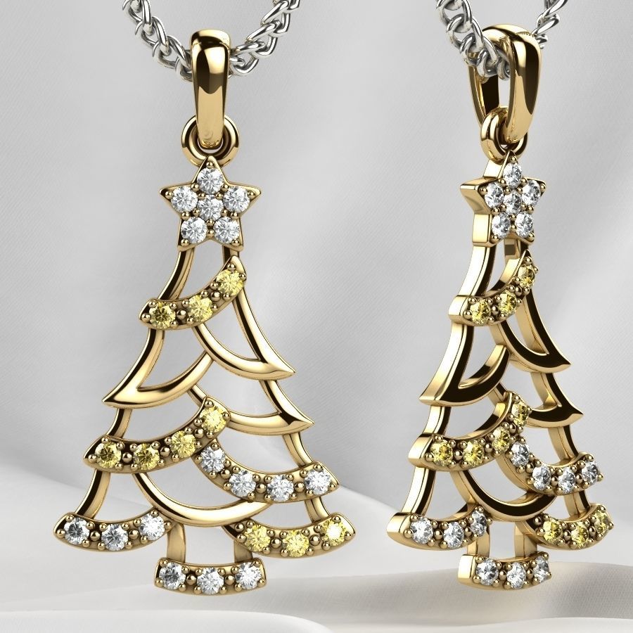 Low Weight Christmas Tree Gold Pendant 3D print model_12