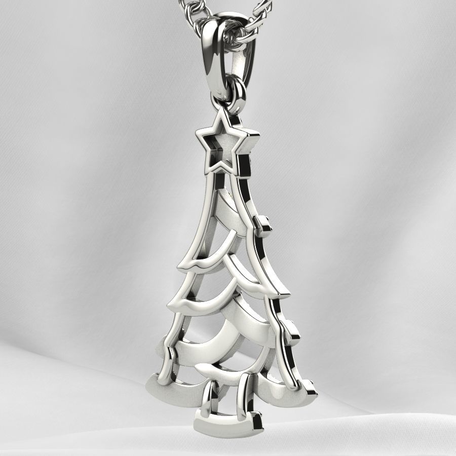 Low Weight Christmas Tree Gold Pendant 3D print model_20