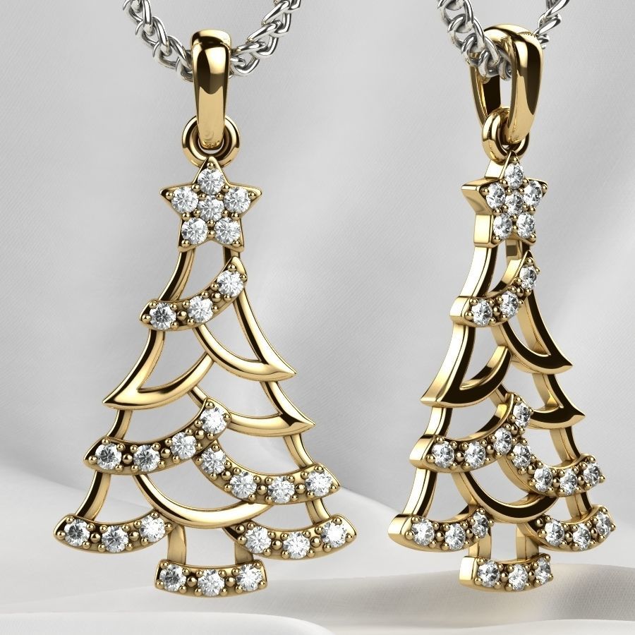 Low Weight Christmas Tree Gold Pendant 3D print model_10
