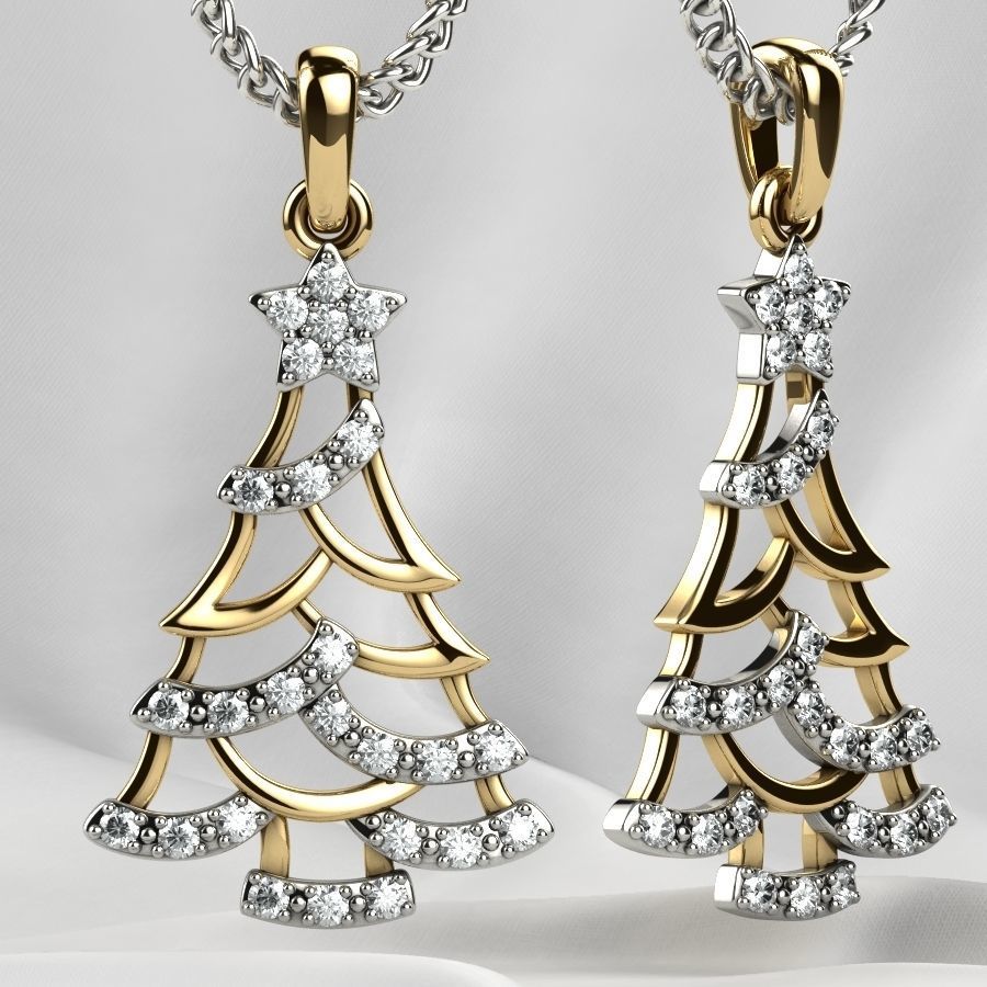 Low Weight Christmas Tree Gold Pendant 3D print model_11