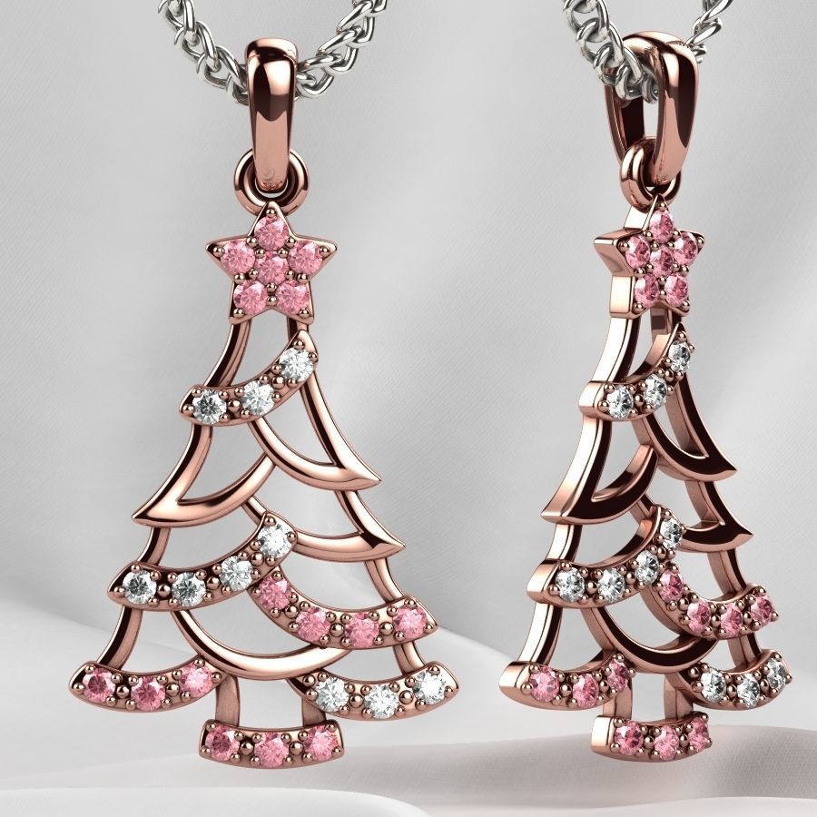 Low Weight Christmas Tree Gold Pendant 3D print model_8