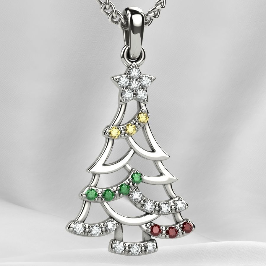 Low Weight Christmas Tree Gold Pendant 3D print model_14