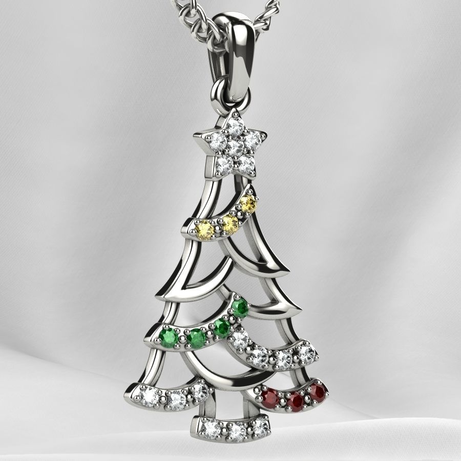 Low Weight Christmas Tree Gold Pendant 3D print model_15