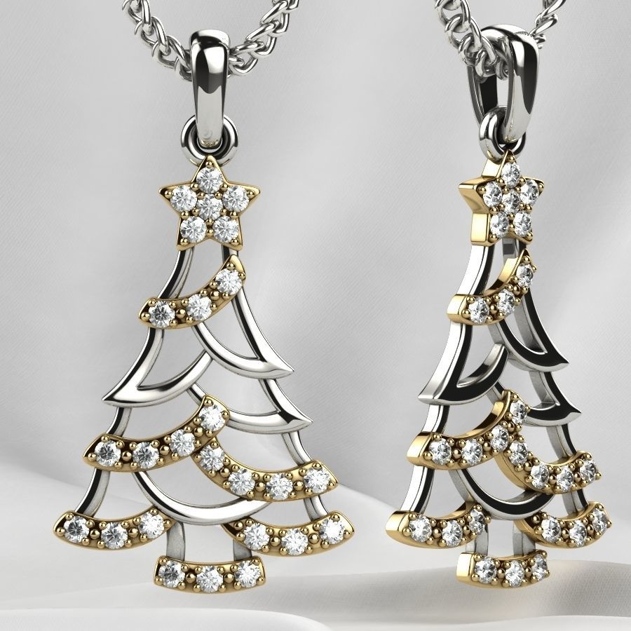 Low Weight Christmas Tree Gold Pendant 3D print model_4