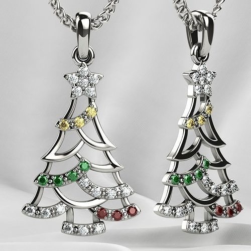 Low Weight Christmas Tree Gold Pendant 3D print model