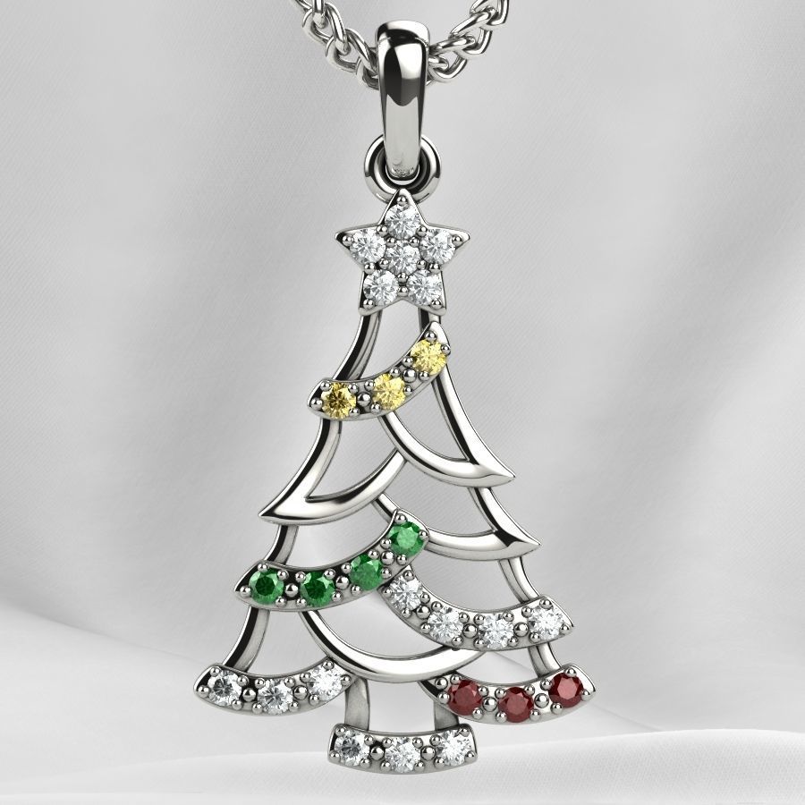 Low Weight Christmas Tree Gold Pendant 3D print model_13