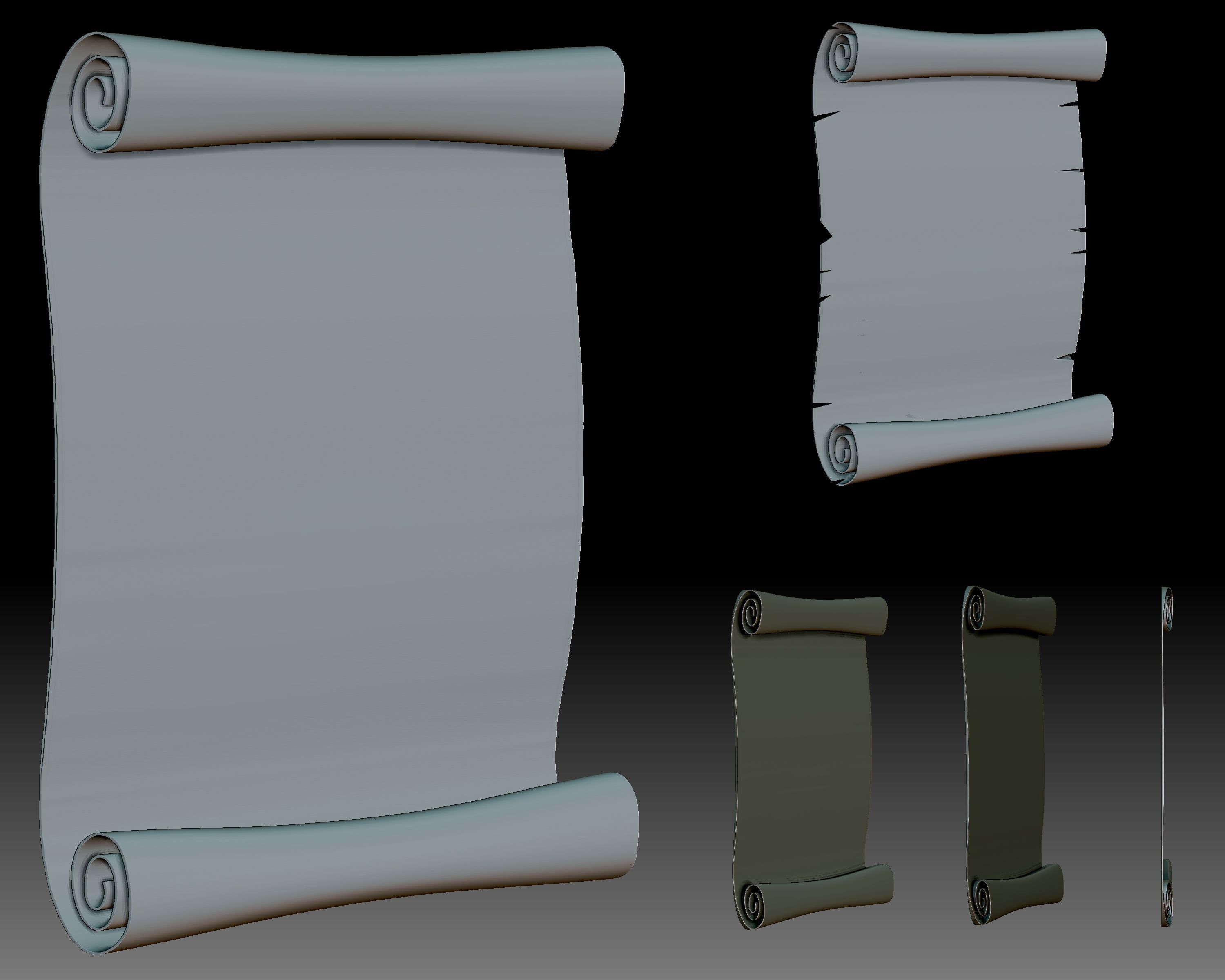 Scrolls 3D relief for CNC router or 3D printer 3D print model_4