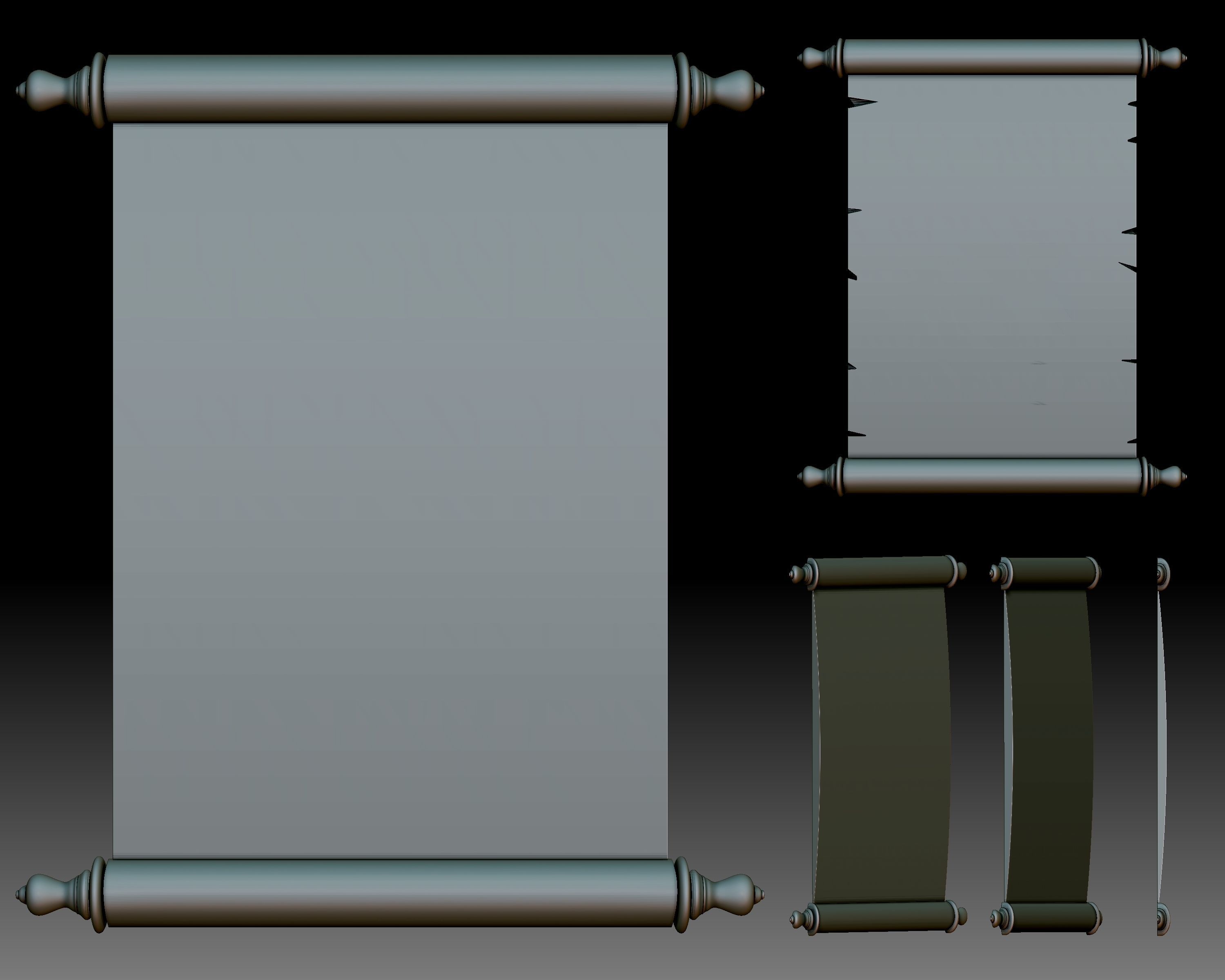 Scrolls 3D relief for CNC router or 3D printer 3D print model_8