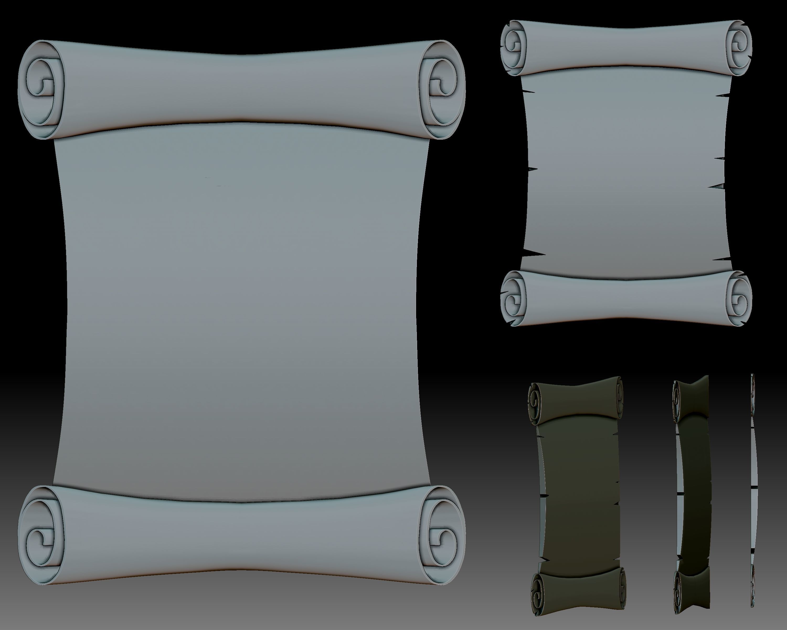 Scrolls 3D relief for CNC router or 3D printer 3D print model_5